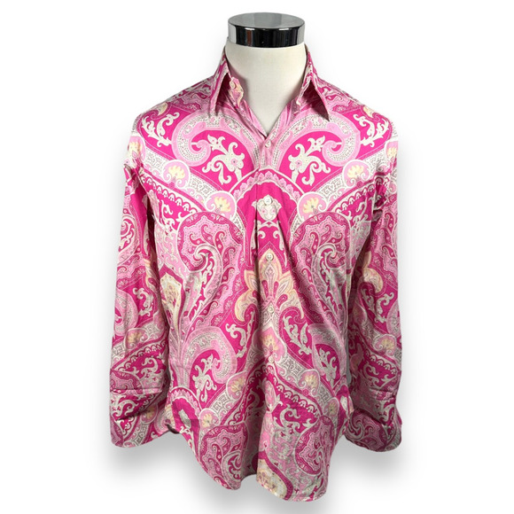 Craig Taylor Drop Dead Gorgeous Button Paisley Shirt Womens Small Pink Cotton - Picture 1 of 12
